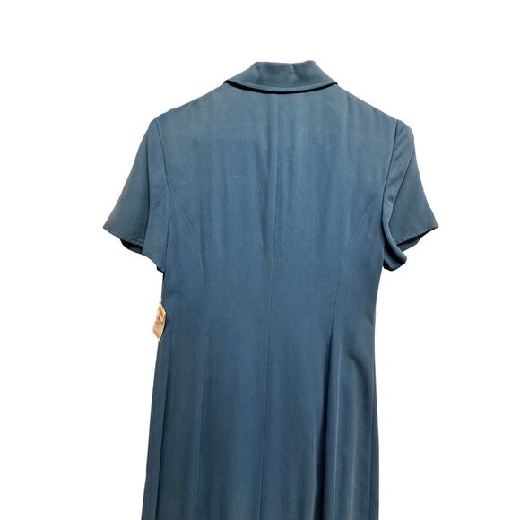 Talbots 100% Silk Shirt Dress Blue Button Front Size 4 NWT - Picture 9 of 10